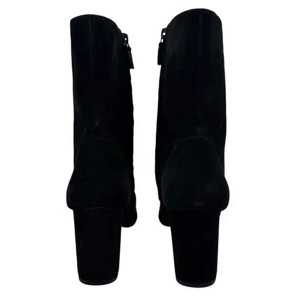 Stuart Weitzman Renegade Suede Block Heel Ankle Boots Black Size 11